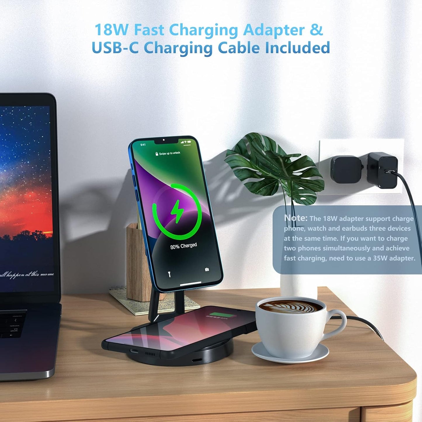 Wireless Charger for Samsung | 3-In-1 Charging Station for Samsung Galaxy S25/S24/S23/S22 & Watch 7/6/5/Buds | Magsafe Charger for Iphone 16/15/14/13/12 | Compatible with Apple Airpods