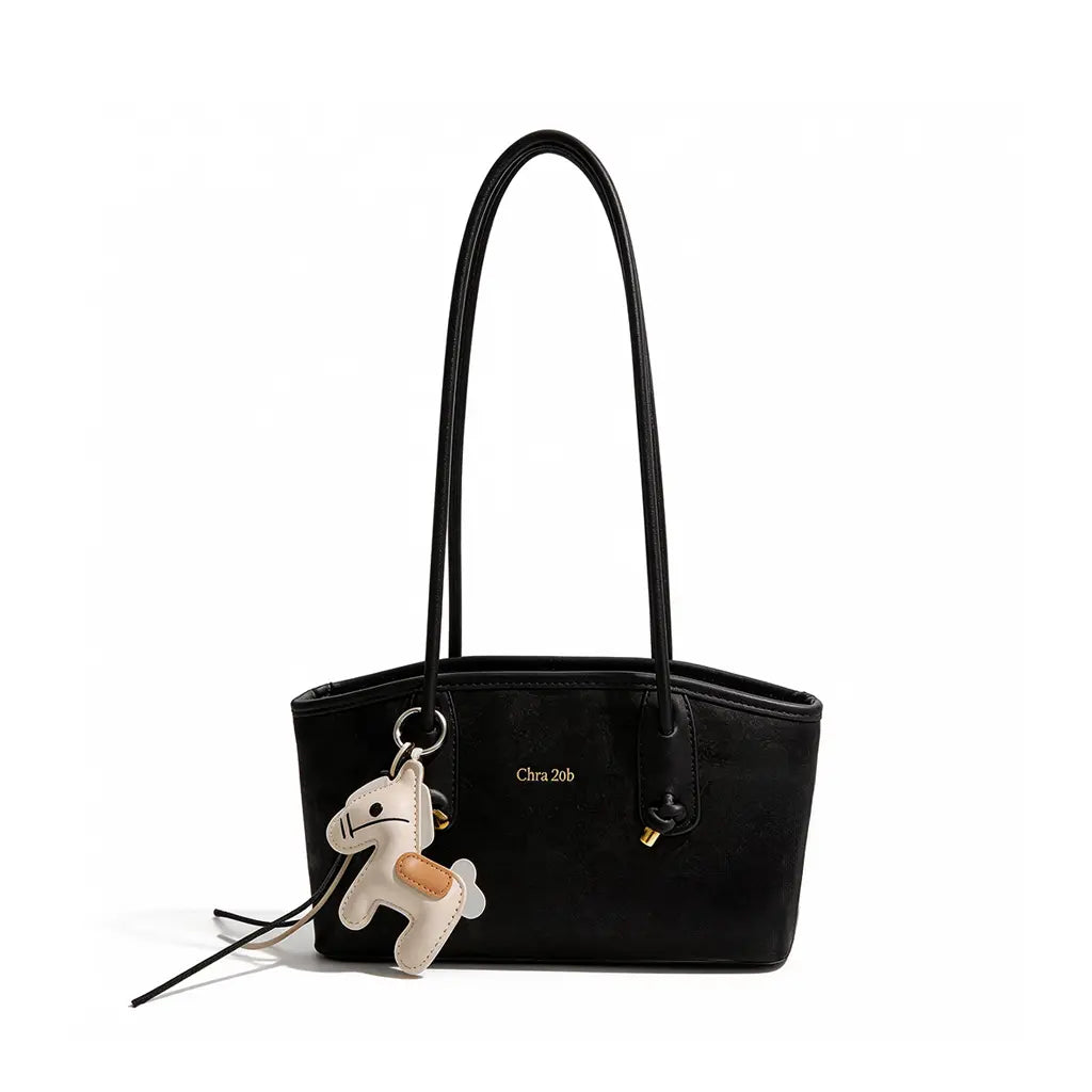 Women'S Elegant Pastel Pink Shoulder Bag, 2026 Fashionable PU Leather Tote with Cute Pony Pendant for Everyday Use, Casual Chic Versatile High-Quality Work Bag Hobo Purse Trendy All-Match Commuter Bag Pu Tote Satchel Crossbody Tote Bag