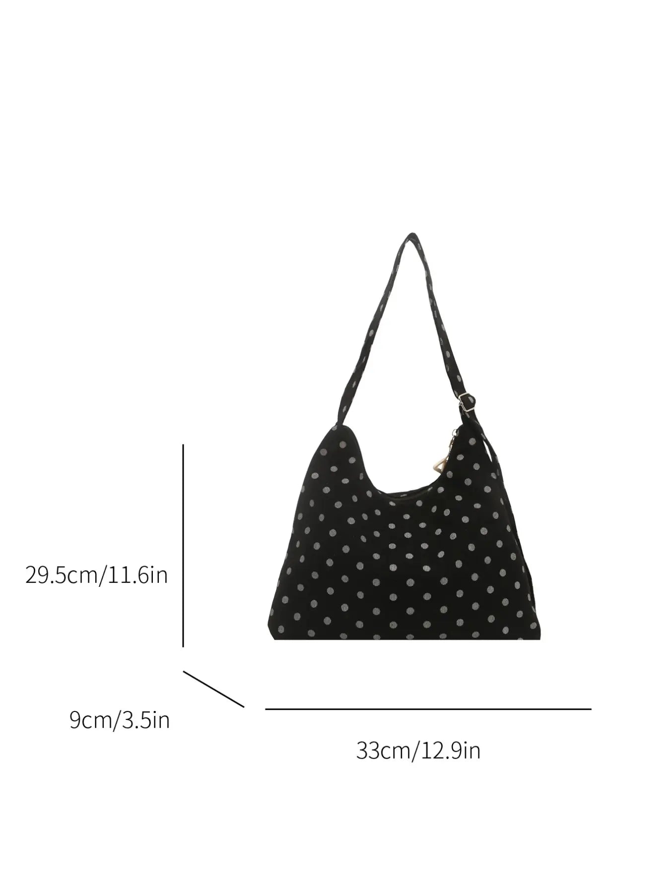 Korean Style Polka Dot Tote Bag, Zipper Closure Handbag, Large Capacity Foldable Commuter Shoulder Bag, Ideal for College Students