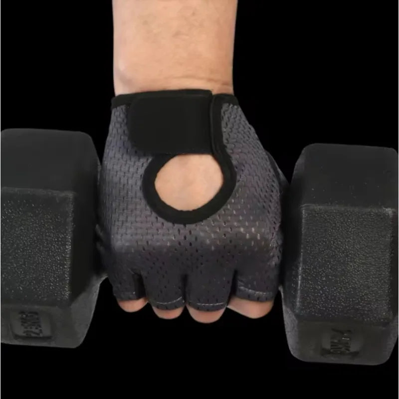 Summer Half Finger Gloves Ice Silk Breathable Gym Fitness Running Women Men Anti-Slip Pad Cycling Fingerless Gloves Bicycle
