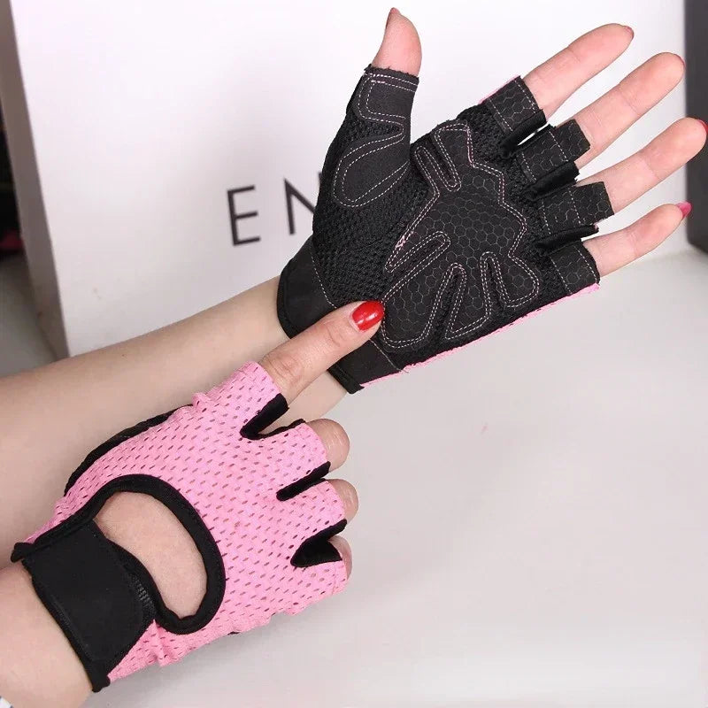 Summer Half Finger Gloves Ice Silk Breathable Gym Fitness Running Women Men Anti-Slip Pad Cycling Fingerless Gloves Bicycle