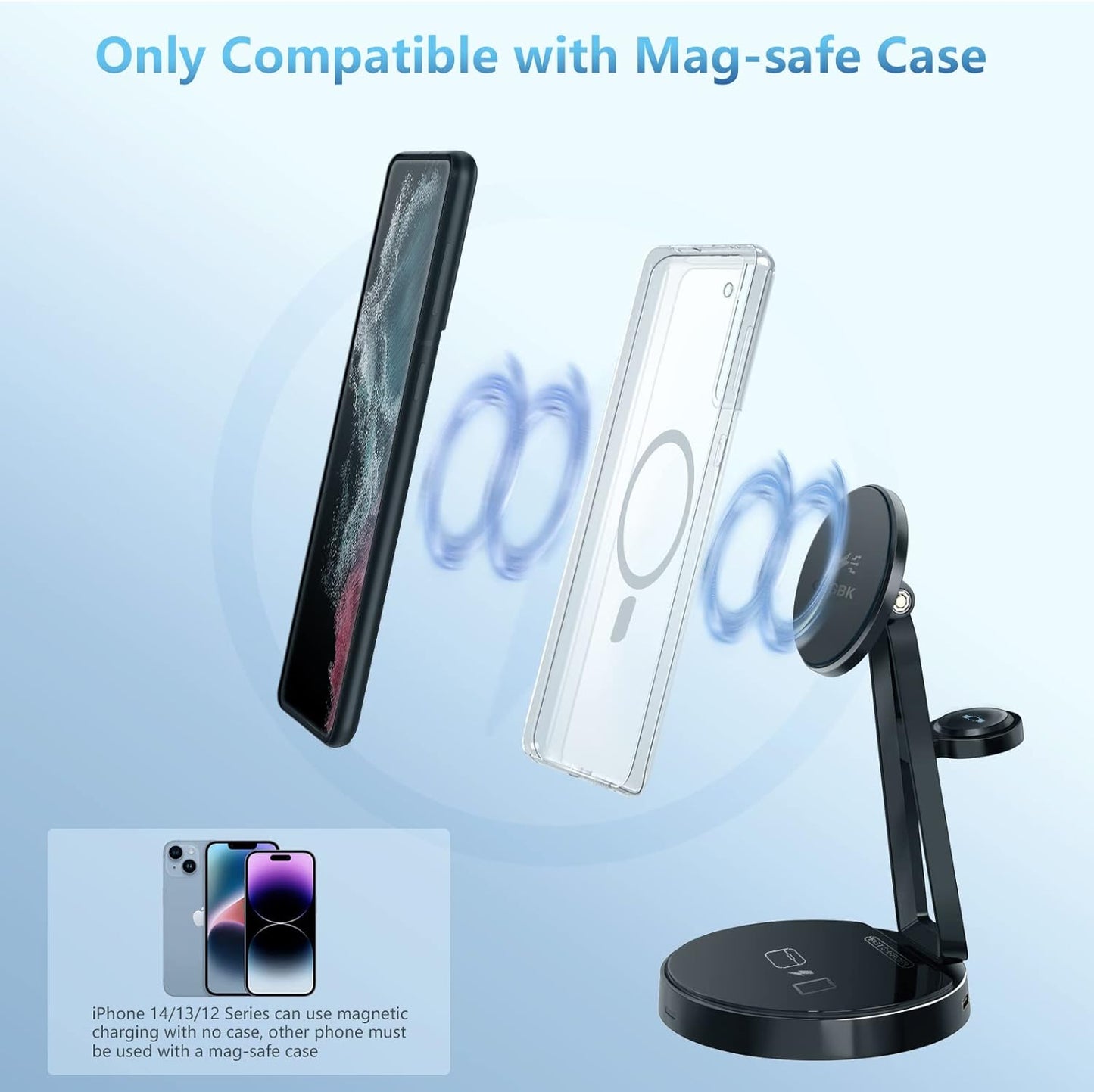 Wireless Charger for Samsung | 3-In-1 Charging Station for Samsung Galaxy S25/S24/S23/S22 & Watch 7/6/5/Buds | Magsafe Charger for Iphone 16/15/14/13/12 | Compatible with Apple Airpods