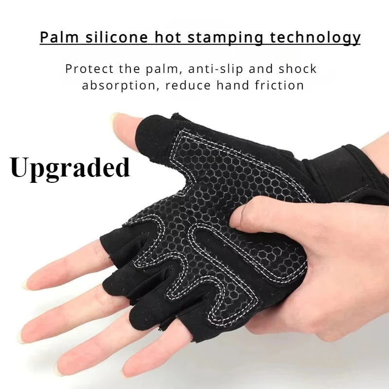 Summer Half Finger Gloves Ice Silk Breathable Gym Fitness Running Women Men Anti-Slip Pad Cycling Fingerless Gloves Bicycle