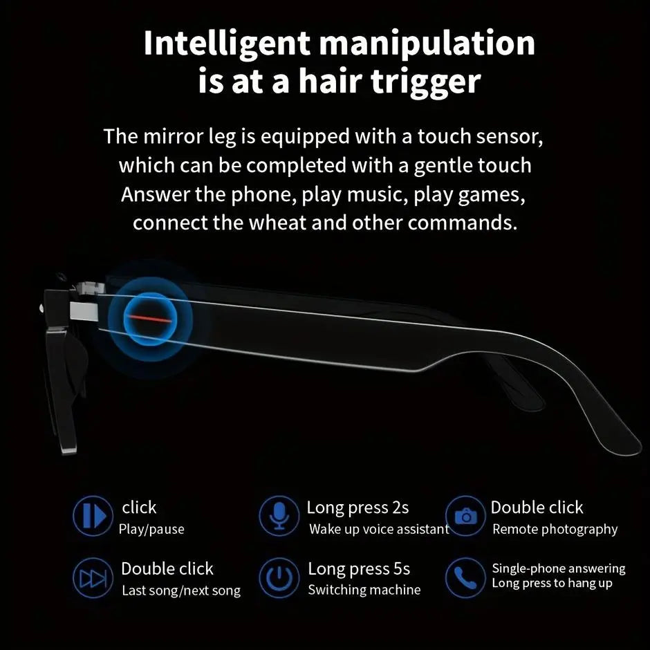 Senbono Smart Glasses - Bluetooth Audio, Transparent Lenses & Mic – Perfect Gift for Tech Lovers!