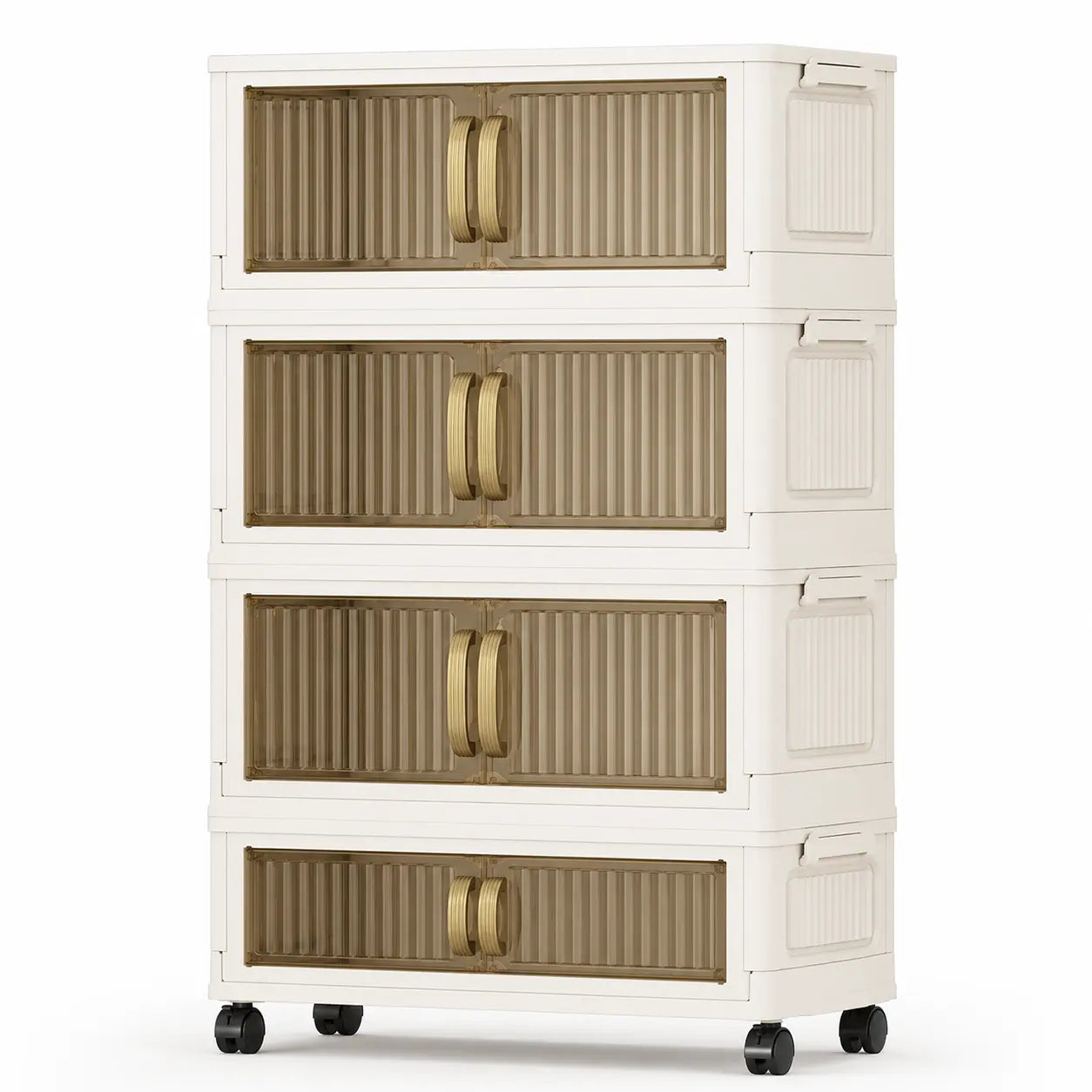 Collapsible Storage Bins with Lids & Wheels - Stackable Storage Organizer, Easy Assembly Plastic Cabinet for Clothes, Toys, Pantry, Home Organization Must Have